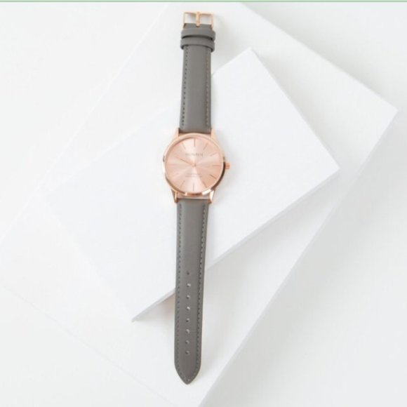 BNWT Monroé Watches SOLÉROSE - CHARCOAL LEATHER - Picture 1 of 6